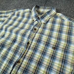 VTG Hobbs Creek Mens Size Large Blue Green Plaid Short Sleeve Button Down Shirt